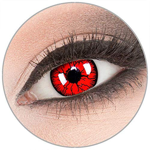Farbige 'Metatron' Kontaktlinsen von 'Evil Lens' zu Fasching Karneval Halloween 1 Paar Rot Crazy Fun mit Behälter in Topqualität ohne Stärke