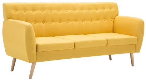 vidaXL Sofa 3-Sitzer Stoffbezug Gelb Polstersofa Loungesofa Sitzmöbel Couch