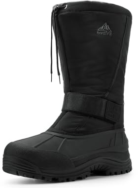 NORTIV 8 Men's Waterproof Hiking Winter Snow Boots Insulated Fur Liner Lightweight Outdoor Tall Boots,Size 11,Black,QUEBEC-M