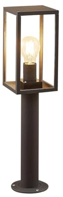 Lindby Utomhuslampa 'Filimon' (modern) i Svart av aluminium/grå zink (1 lamor, E27) - Väglampa, pollare, vägbelysning, sockellampa