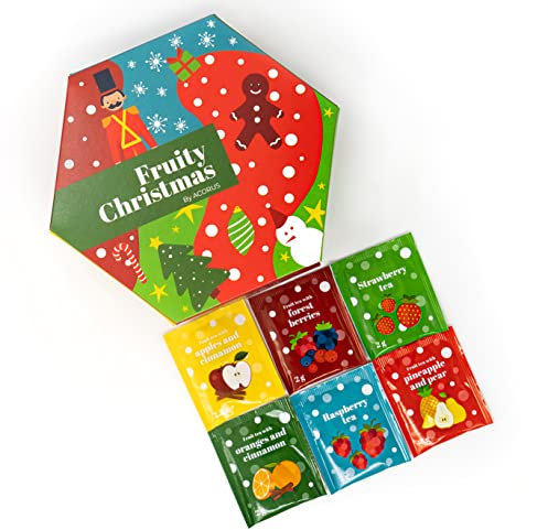 ACORUS Boite à Thé de Noel Fruité, Coffret The a Offrir 60 Sachet, Boite a The de Noel, Idee Cadeau Femme, Homme, Assortiment Thé Noel 6 saveurs, Cadeaux Thé