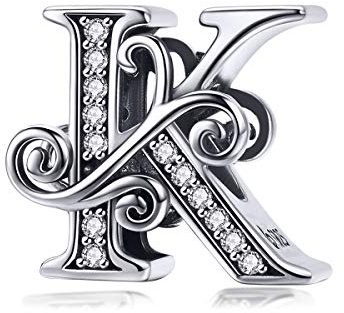 Lorrifal Solid 925 Sterling Silber Brief Initial K Charm Europäische Armband Halskette Frauen Mädchen Schmuck Geschenk