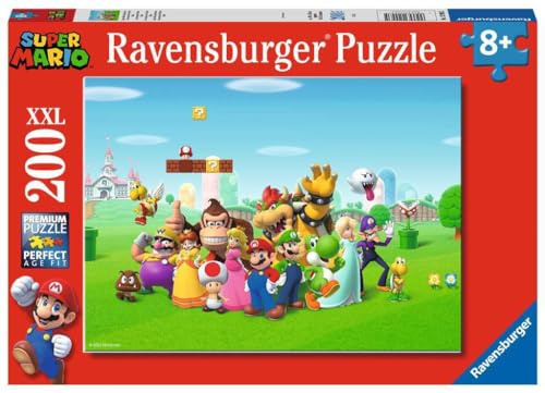 Ravensburger Puzzle Super Mario Abenteuer - 200 XXL Teile Puzzle ab 8 Jahre | 200 XXL Teile Nintendo Super Mario Puzzle, Kinderpuzzle ab 8 Jahre, Ravensburger Qualität