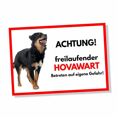 Hovawart Freilaufender Hund Dog Schild Spruch Türschild Hundeschild Warnschild Geschenkidee Sicherheitsschild Hund Privatgrundstück Hundewarnung Warnung vor dem Hund