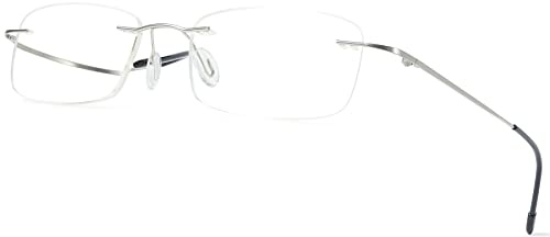 Lanomi Randlos Lesebrille Blaulichtfilter Metall Ultralight Herren Damen rechteckig Lesehilfe Anti-Blaulicht Brillen 1,0 1,5 2,0 2,5 3,0 3,5 4,0