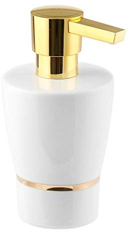 Dosificador Jabón/Reutilizable Botella para Jabón Líquido de Rayas Blanco con Oro dispensador de jabón dispensador del desinfectante con Cabeza de la Bomba Chrome cerámica Jabón for Baño Dormitorio o