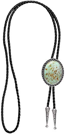 Himongoo Corbata BOLO de ágata turquesa, jade y granate para hombre y mujer - Collar de matrimonio en cuerda de cuero - Corbata de vaquero occidental, Piedra de jade amazónica, L