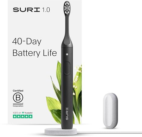 SURI 1.0 Sonic Electric Toothbrush | 1 Month+ Battery | UK’s No.1 Rated | Electric Toothbrush Adults | Travel Tooth Brush | Sonic Toothbrushes | Black