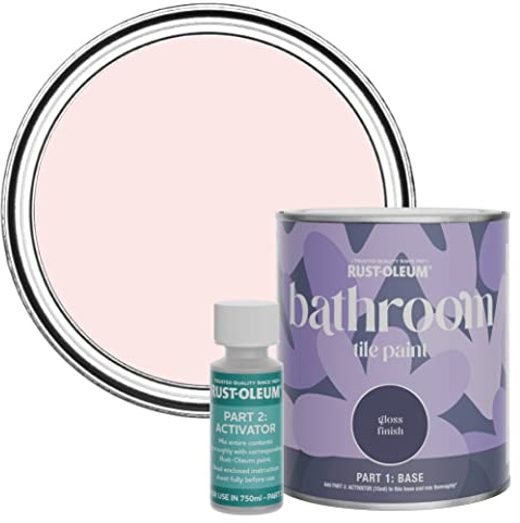 Rust-Oleum Peinture Rose Résistante à l'eau pour Carrelage de Salle de Bain, Finition Brillante - Vanille Fraise 750ml