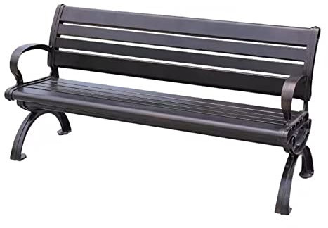 TUDERE Gartenbank Parkbank Alu mit Armlehnen & Rückenlehne wetterfeste Sitzbank Ruhebank Retro-Stil für 2-3 Sitzer, Gartenmöbel (Black)