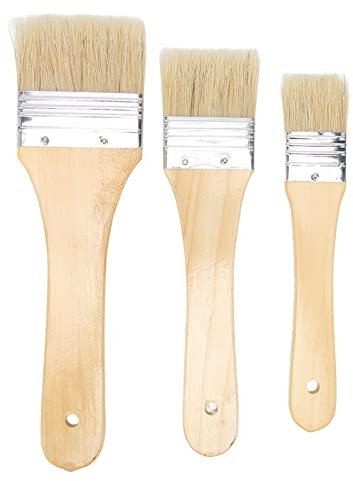PerGar 3 Stück Pinsel, Holzbeizepinsel, Pinsel Zum Malen, Pinsel mit Borsten-Holzgriff, Ideal für Wände, Möbel, Böden, Kreide und Zäune