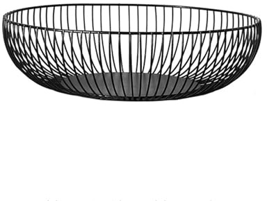 soulnioi Metal Fruit Basket Iron Wire Fruit Bowl Round Fruit Storage for Vegetable Snack Bread Home Decor - Black