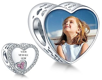 Annmors personalisierte Foto Charm 925 Sterling Silber Familie Mutter Schwester Tochter Schildkröte Fußabdrücke Liebe Glückliches Herz Anhänger Fit Armbänder/Halskette Perlen Schmuck für Frauen