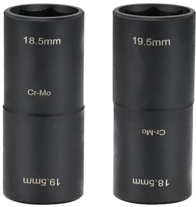 sukudon Set di chiavi a bussola a percussione, 18,5 mm, 19,5 mm, a doppia testa, 1/2, per cambio pneumatici, adatto per Ford Land Rover e tutti i modelli