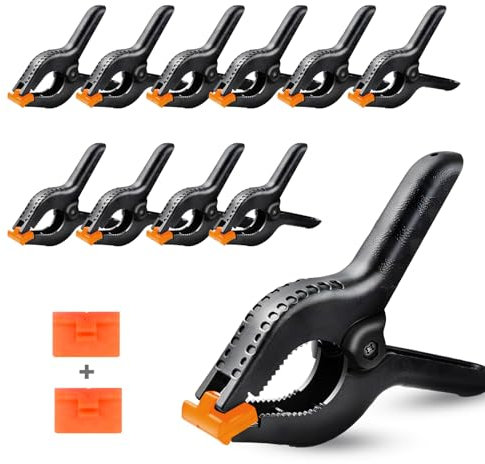 Klemmzwingen,16 Stück Federklemmen für Leimen, Kunststoff Klemmen mit Beweglichen Backen für Holzbearbeitung, Photografie Hintergründe, Federzwinge Schwarze