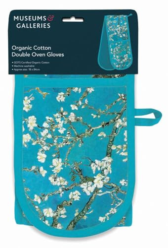 Double Oven Gloves - Organic Cotton - Vincent Van Gogh - Almond Branches in Bloom Floral Design - Stylish Kitchenware