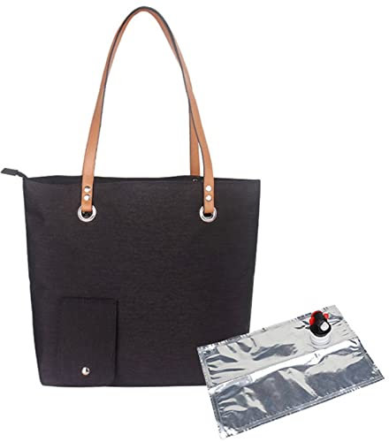 Wine Dispenser Bag With Tap | Wine Dispenser Handbag | Large Wine Tote Bag | Insulated Cooler Bag With Leakproof & Insulated Compartment | Refillable Wine Storage Pouch Holds 2 Bottles Of Wine