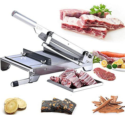 Rippchen-Fleischzerkleinerer, manueller Aufschnittmaschine, Knochenfleischschneider, Aufschnittmaschine mit einstellbarer Dicke für gefrorenes Fleisch, Gemüse, Huhn, Ente und Fisch