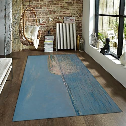 Ocean Teppiche Claude Monet Farbe Bedruckte Badezimmerteppiche Moderner Läuferteppich Küche Spielzimmer Eingangsbereich Waschbar Weich Blau Haustürmatten 120x210cm