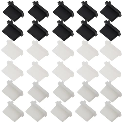 JCKD 30 pcs USB silicone dust plug, USB 2.0/3.0 port plastic dust cap, compatible with tablets PC、 Laptop, charging head, USB port plug for power bank, (black, white, transparent)