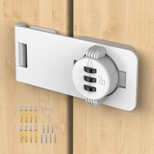 MeBantoo 3-Digit Combination Cabinet Lock, 4.5 Keyless Safety Drawer Lock for Lockers, Small Doors, Closets, Storage, Office (1, White)
