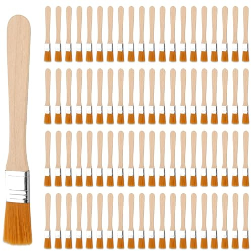 80 stycken små penselborstborstborstborstborstset 13,5 cm platt pensel, lackeringspensel, pensel, lack, fönsterborste med trähandtag för penslar, färger, konst, målningsbehov, målning, gör-det-själv,