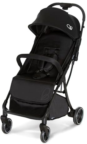Asalvo HITO Kinderwagen, Kinderwagen, bequem, ultraleicht, sicher, Verdeck mit Fenster und Rückbremse, handlich, kompakt zusammenklappbar, maximale Belastung 24 kg, Schwarz