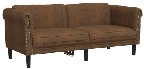 KOIECETA Sofa Polstersofa 2-Sitzer mit Stützbeinen Zweisitzer Loungesofa Designsofa für Wohnzimmer Couch Wohnzimmersofa Braun Kunstleder Wildleder-Optik