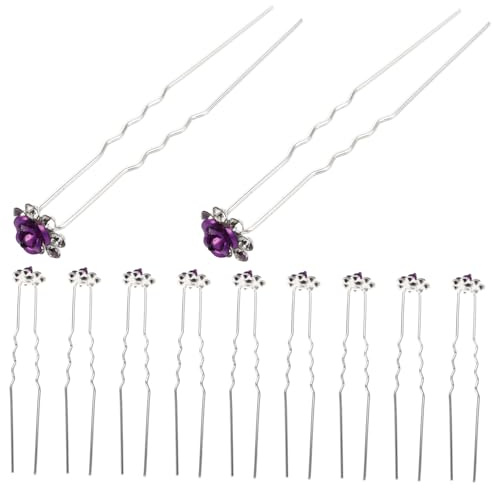 FRCOLOR Forcine Per Chioma a Forma Di u Cristalli e Strass, Set Da 20 Fermagli Da Sposa Viola Per Acconciature Fai Da Te e Accessori Cerimonia