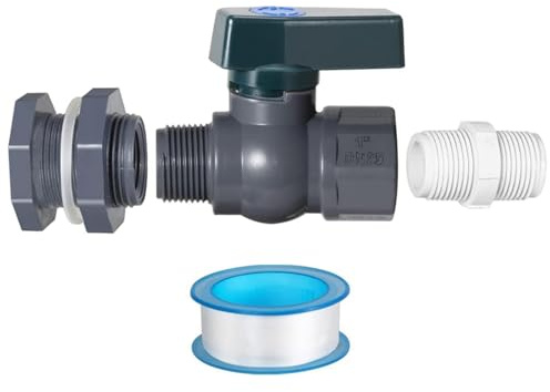TopHomer Regntunna dräneringsventilkit, 1 tum regntunna tapp kit med skottkontakt och gängtätning regntunna tapp adapter (B)