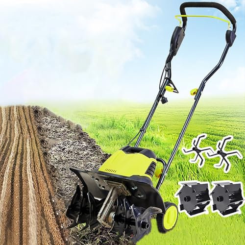 YZRDCXM Electric Tiller,Garden Soil Cultivator,2400W Garden Rotavator,Soil Cultivator with 22cm Tilling Depth & 45cm Plowing Width with 2 Foldable Wheels,for Lawn, Agricultural