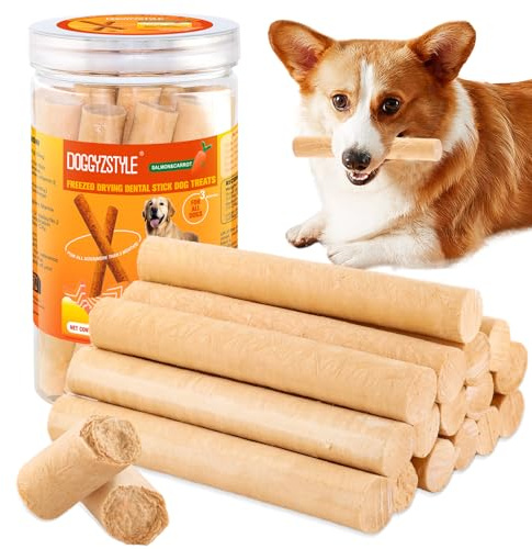 DOGGYZSTYLE 100g Salmon Sticks for Dogs,Bastoncini Di Salmone Per Cani,Vero Salmone E Carote,Facilmente Digeribile,Trattamento Per Cani Ad Alto Contenuto Proteico,Rinfresca L'alito Sano