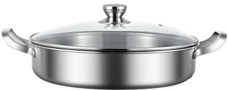 UGCER Poêle à Paella espagnole avec Couvercle, marmite à Fruits de mer en Acier Inoxydable 316, Compatible Induction, répartition homogène de la Chaleur, pour Cuisine et Restaurant,28cm