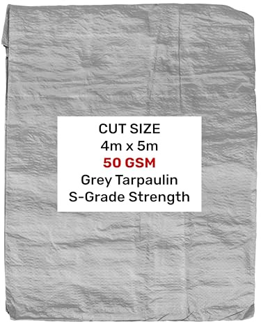 AP Supplies 50gsm Lightweight Grey Tarpaulin 4m x 5m, Waterproof
