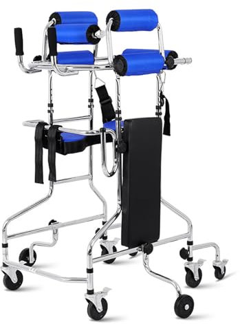 Adjustable Height Rollator Walker for Seniors and Disabled, Portable Mobility Aid with 8 Wheels for Hemiplegia Rehabilitation and Daily Support
