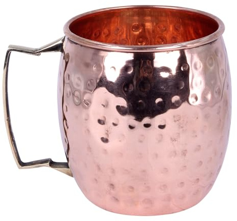 THE Unltd India Handmade Moscow Mule Copper Mug Cup – 450ml | Hammered Vintage Mug for Cocktails, Gin, Beer, Cold Drinks | Ideal for Home, Bar, Parties & Valentine's Day Gifting