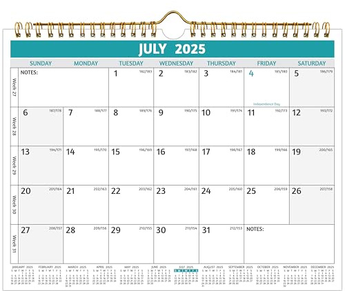 Wandkalender 2025–2026 – Mai 2025 – Dezember 2026, 20 Monate Kalender, 27,9 x 21,6 cm, kleiner Monatskalender 2025–2026, Wand, mit dickem Papier, Feiertage, Julianische Daten und Notizen, buntes
