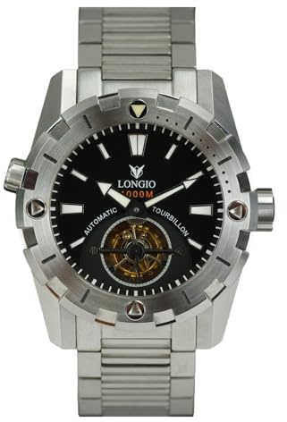 LONGIO Telamon Tourbillon Herrenuhren, 47 mm große Taucheruhr, 1000 m Taucheruhr