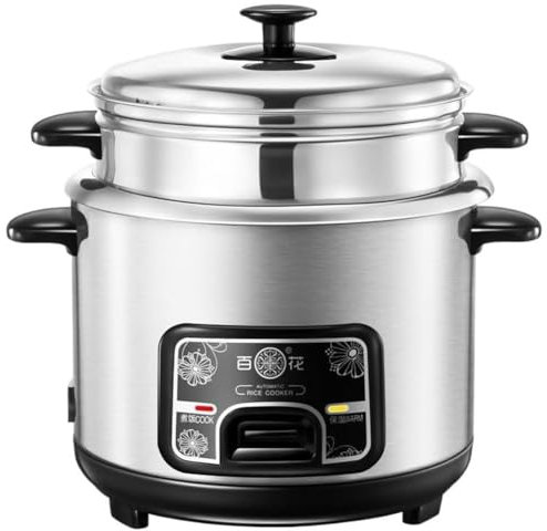 NobesOnbet Olla arrocera vaporera portátil, Interior de Acero Inoxidable, Olla arrocera con vaporera, Mantener Caliente,5L
