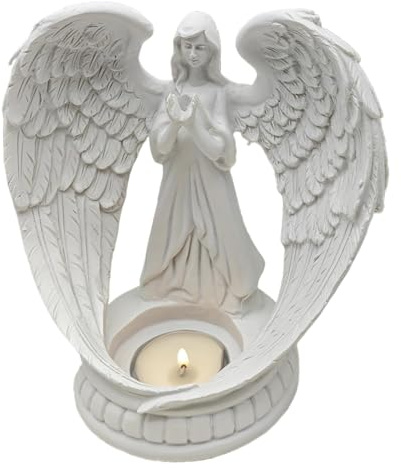 Candillas y candelabros, candelabro de ángel de oración de 5.9 Pulgadas, Soporte de luz de té de Resina, candelabros de Velas únicas Decorativas para el Centro de la Mesa de Bodas en el hogar