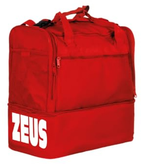 Borsa Maxi per Zeus Sport Spazioso Scomparto Principale Relax Allenamento Fitness Palestra Borsone Borse Borsoni Attrezzatura Sportiva Calcio Calcetto Fondo Rigido (Rosso, H 52 x L 52 x P 36 cm)