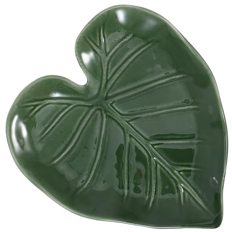 VICASKY Poggiamestolo in Ceramica Resistente al Calore a Forma di Foglia Verde Porta Cucchiaio da Cucina Multifunzione per Fornelli Portabustine di Tè e Poggia Utensili per Piano di