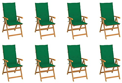 Frdhee Stapelstühle Loungesessel Outdoor,Verstellbare Gartenstühle mit Auflagen 8 STK. Massivholz Teak für Rasenfläche, Camping, Garten, Pool, Strand, Hof, und Lounge