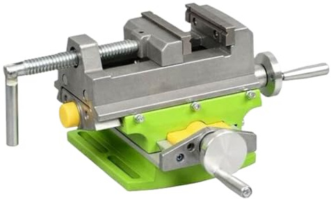 Vice with Drilling Machine for Milling - Metal Bench Clamp, Precision German Type, Adjustable Swivel Base, Composite Cross Slide | Professional Pillar Table Top