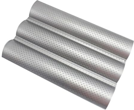 Uonlytech Plaque de Cuisson pour Baguettes en Acier Carbone Argenté 3 Slots, Facile à Utiliser Nettoyer, pour Pain Français à Boulangerie