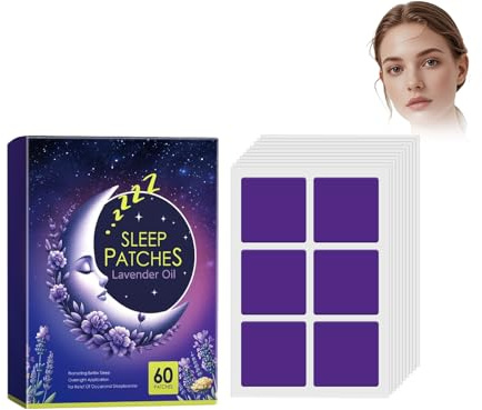 Sömnplåster, lugnande aromplåster med avkopplande doft för bättre sömn på natten, plåster för att främja vilsam sömn och stressreducering, 60 stycken (lavendel)