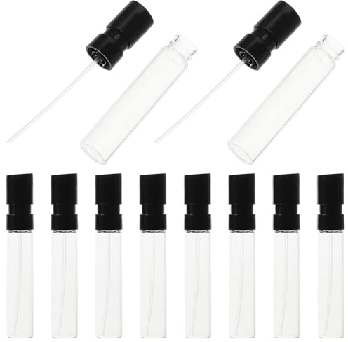 POPETPOP Botellas de Spray de Perfume Vacías de 2ml Diseño Francés de Cierre, Pulverizador de Niebla, Frascos de Vidrio y Plástico para Viajes y Oficina, Pack de 10 Unidades