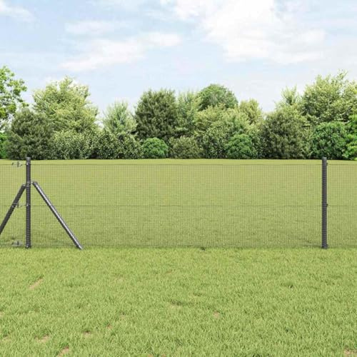 Clôture en fil soudé gris 2500 x 80 cm robuste pour jardin terrasse extérieur avec panneau grillage rigide barrière palissade séparation intimité protection