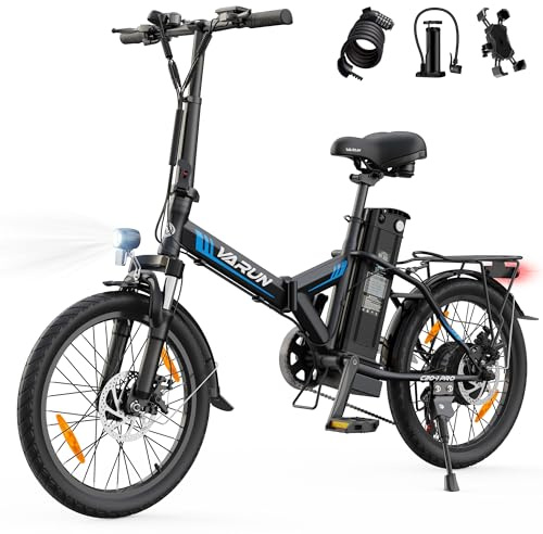 VARUN E-Bike Klapprad 20 Zoll mit 48V 13AH Akku, Max 100km Reichweite, CE | Elektrofahrrad mit StVZO, 250W 55Nm Motor, 7-Gang, 5 Fahrstufen, Pedelec City E Bike für Damen Herren, C20-1 PRO
