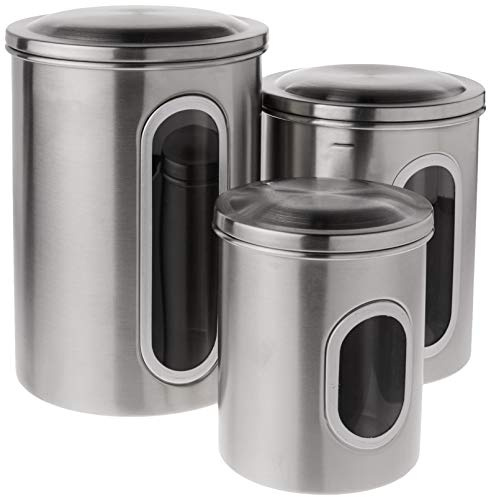 Fox Run 6103 Canister Set, Stainless Steel, 3-Piece Metallic, 5.75 x 6 x 8.5 inches